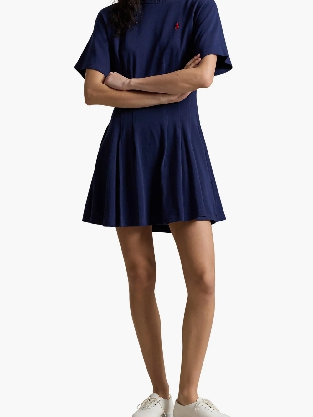 Polo Ralph Lauren Pleated Cotton Jersey T-Shirt Minidress Cotton Pockets